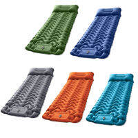 Camping Air Matt Double-Layer Ultralight Trekking ที่นอนไนลอนพับ Inflatable Air Cushion สวมใส่ Sleeping Pad