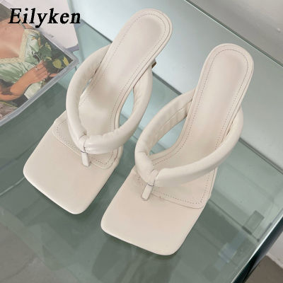 Eilyken 2022 New Summer Fashion Women Mules Low Heels Flip Flops Slippers Sandals Square Open-toed High Quality Slides Shoes