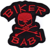 iron on patch Embroidery Biker Baby Skull and bones 9x9 cm ตัวรีด เย็บติดผ้าประเทศไทย โลโก้ปัก มีกาวสำหรับรีด ตกแต่งเสื้