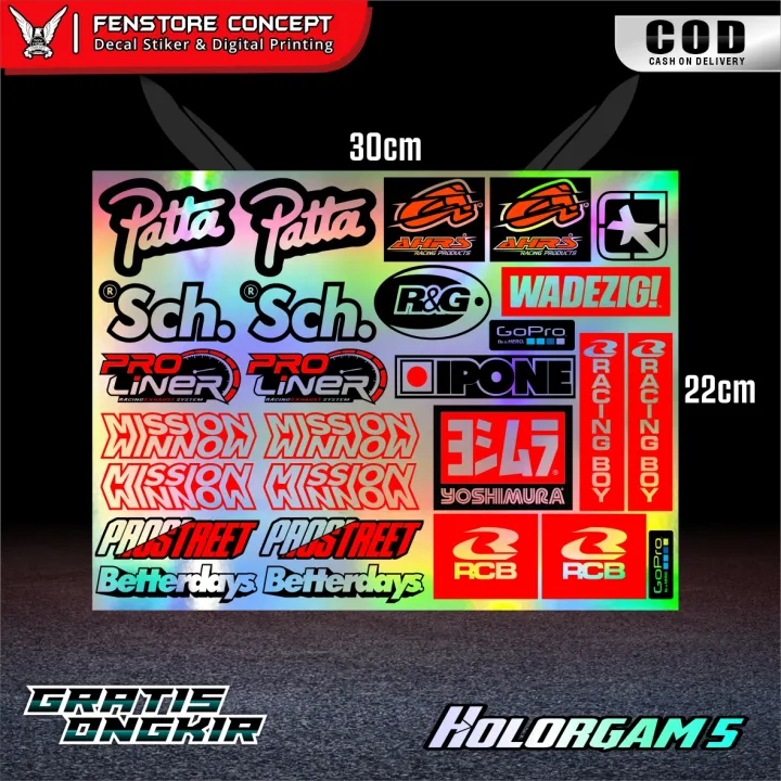 Sticker Pack Sponsor Racing Stiker Pack Hologram Lembaran Lazada Indonesia