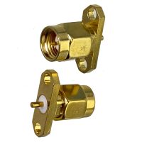 1pcs SMA Male Plug 2 Holes Flange Connector Solder PCB Mount RF Coaxial Brass 50ohm Wire Terminals Straight New Electrical Connectors