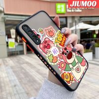 เคส JIUMOO สำหรับ Huawei Nova 5T Honor 20 Pro ลายการ์ตูนสตรอเบอร์รี่หมีบางดีไซน์ใหม่ขอบสี่เหลี่ยมด้านข้างกันกระแทกมีน้ำค้างแข็งโปร่งใสแข็งเคสมือถือปลอกซิลิโคนคลุมทั้งหมดกล้องป้องกันการกระแทกเคสนิ่ม