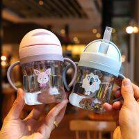 250ML ขวดนมถ้วยเด็กซิลิโคน Sippy เด็ก Leakproof แก้วน้ำดื่มการ์ตูนทารกที่วางหลอด Drinkware