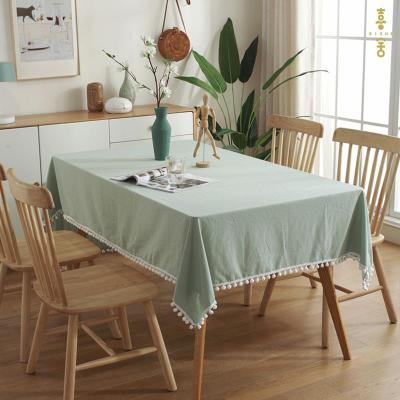（HOT) สีขาวเรียบง่ายสีทึบลูกไม้รอบผ้าปูโต๊ะกิจกรรมผ้าปูโต๊ะผ้าปิกนิกพู่โต๊ะเรียบง่ายผ้าปูโต๊ะกาแฟผ้าปูโต๊ะ