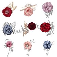 【hot sale】 ▣❄ B36 Real Stock Colorful Flower Bouquet Brooch Women Elegant Leaves Branch Pearl Rhinestone Corsage Jewelry Birthday Gift