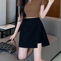 Irregular black big yards short skirts pants female fat MM split summer dress 2022 new sneaked away