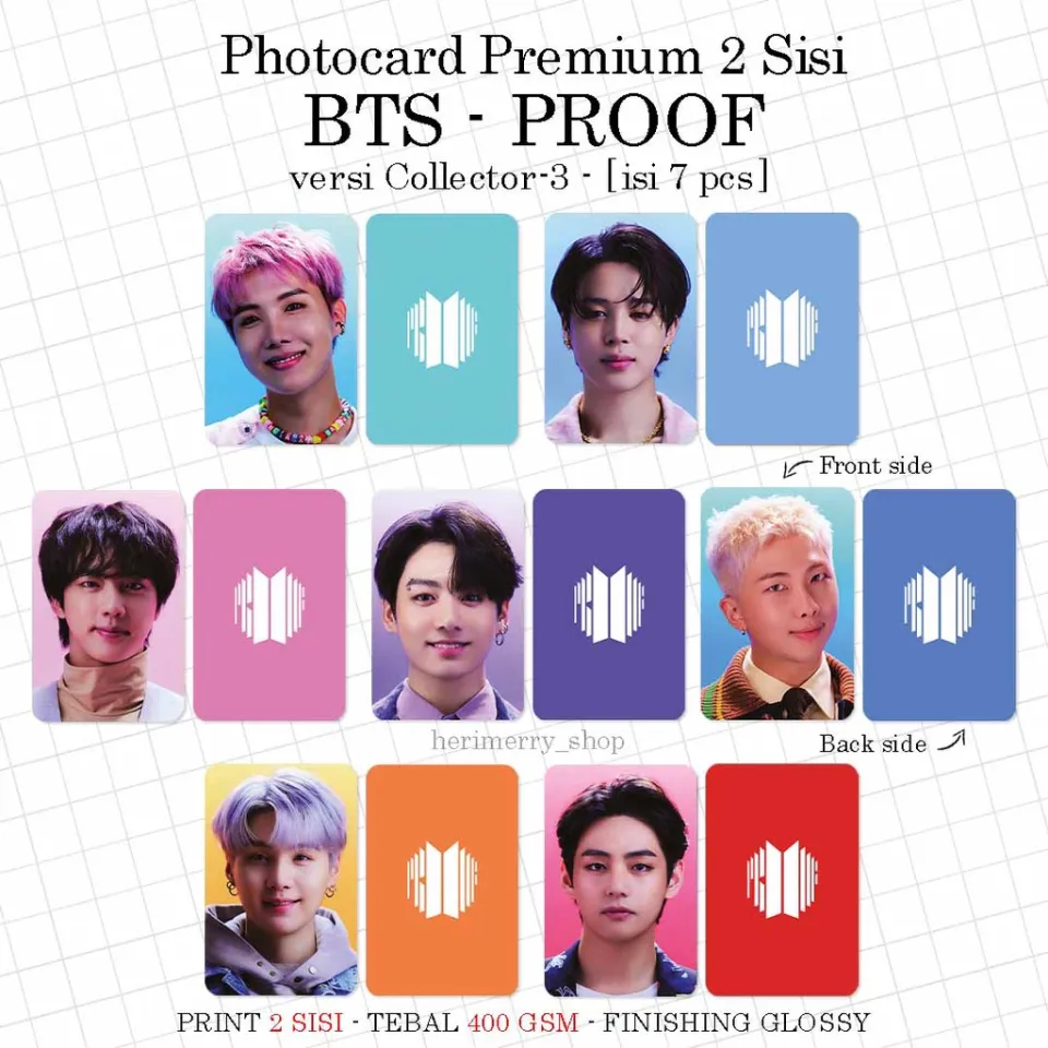 PHOTOCARD SET PC BTS PROOF COLLECTOR - 2 Sisi Premium Kpop - 7 pcs Full  Laminasi