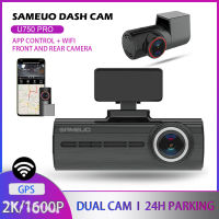 JPG เครื่องบันทึกวีดีโอกล้องรถชน1440P + 1080P,ด้านหน้าและด้านหลัง DVR พร้อมระบบ WiFi GPS G-Sensor การมองเห็นได้ในเวลากลางคืนจอถอยหลัง24ชั่วโมง