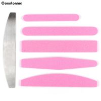 【YF】 10Pcs Replacement Sandpaper Strips Nail File Pink Adhesive Sponge Pads With Stainless Steel Handle 100/180 Calluses Remover