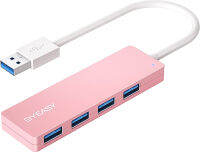 BYEASY USB Hub,USB Splitter for Laptop, USB 3.0 Hub,Multi USB Port Expander,Fast Data Transfer 4 Port USB Hub Compatible with Windows PC, Mac, Printer, Mobile HDD 0.8ft Pink