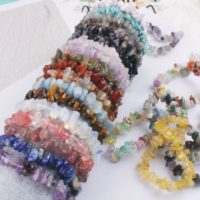 Natural Crystal Crushed Stone Bracelet Amethyst Aquamarine Irregular Stretch Chip Beads Stretch Bracelets Jewelry for Women