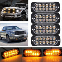 4x Lamp Light Grille Strobe Flashing Beacon 12 Amber LED