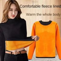 《Be love shop》2022 Winter Thermal Underwear Women  39;s Thick Velvet One-Piece Tops Wear  Female Wool Fleece Mid-High Collar Warm Bottoming Shirt