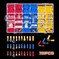 [HOT ZHKKZZLWWG 510] 280/480/720Pcs Cable Lugs Assortment Kit ลวดแบนหญิงและชายฉนวนไฟฟ้าสายไฟตัวเชื่อมต่อ Crimp Terminals ชุด