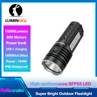 Lumintop Rattlesnake High Power ไฟฉาย LED High Lumens ไฟฉายกลางแจ้ง USB-C ชาร์จไฟฉายมัลติฟังก์ชั่น16000LM 800M IP68 Waterproof