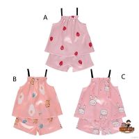 ? ruiaike ? Kids Girls Cute Printed Silk Satin Pajamas Set Pyjama Sleepwear Nightwear Loungewear Homewear