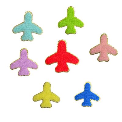 【CW】 1pc Patches Stickers Iron s Embroidery Alphabet Lightning Airplane Applique Clothing