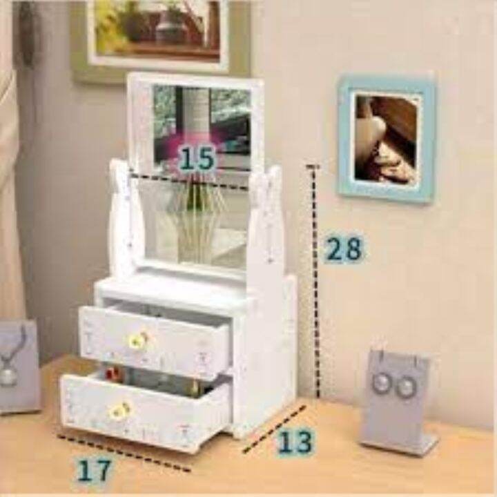 Mini Vanity Mirror with Drawers Table Top Lazada PH