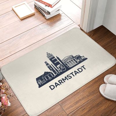 【cw】 Darmstadt Skyline Emblem Doormat Rug Polyester Non Floor Balcony 40x60 ！