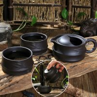 Ceramics Black Tea Set 1 Pot 2 Cups Travel Teapot Elegant Gaiwan Tea Pot kettle kung Fu Teaset Portable Home Camping Travel Cup