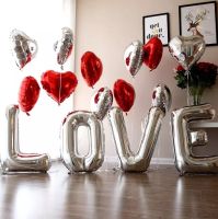 【A Great】InchLetter LOVE Silver GoldGold สีฟอยล์ BalloonHelium สำหรับงานแต่งงานวาเลนไทน์39; S Day Party Decorations