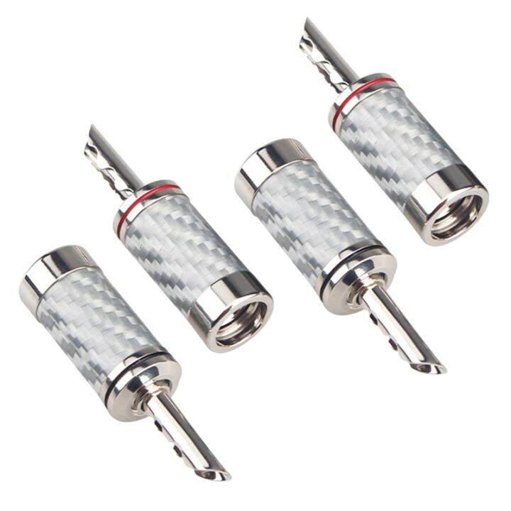 4PCS Banana Plugs HIFI DIY Carbon Fiber Electrical Audio Speaker Cable