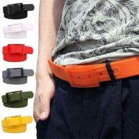 COD DSFRDGERGWR Women Men Adjustable Rubber Silicone Waistband Plastic Buckle Leather Belt