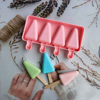 Tri-Angle Design Cakesicle Moulds DIY Chocolate Popsicle Silicone Mold Ice Cream Mould Cake Decorating Tools Bakeware Ice Maker Ice Cream Moulds