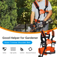 Universal Double Shoulder Strap Harness Trimmer Labor Saving Strimmer Padded Belt for Brush Cutter Mower Lawn pruner（orange）