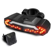 【LZ】◇๑  Lanterna traseira LED Bike com sinais de giro 5 em 1 alarme anti-roubo luz traseira impermeável 6 modos de luz controle remoto bicicleta MTB