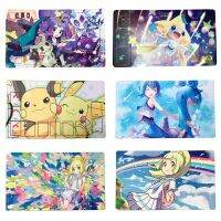 เสื่อตารางการ์ดการต่อสู้โปเกมอน PTCG เสื่อการ์ดที่เหมาะสมสำหรับ Acerola Jirachi Raichu Pikachu Lana Lillie 60X35cm DIY เสื่อคู่ของขวัญสำหรับเด็ก