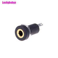 babys☬ 2Pcs 3.5Mm Audio Jack Socket 3 Pole Black Stereo Solder Panel Mount With Nuts