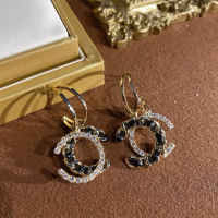 S925 silver needle double c earrings spring style all kinds of temperament light luxury earrings set with diamond goddess earrings