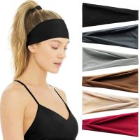 Bando Yoga wanita aksesoris rambut Bandana elastis warna polos Bandana rambut Vintage