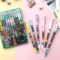 6 Pcs Anime Demon Slayer Kimetsu No Yaiba Kamado Tanjirou Nezuko Cute Black ink Neutral Pen Kawaii Gel Pen kids stationery gift