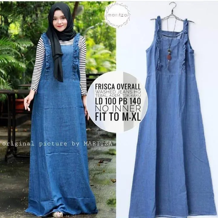 Baju Model Terbaru FRISKA OVERALL Jeans Baju Kerja Hijab Modern Baju ...