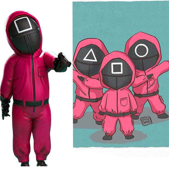 Squid Game Villain Administrator Boys Cosplay Costume with Masks