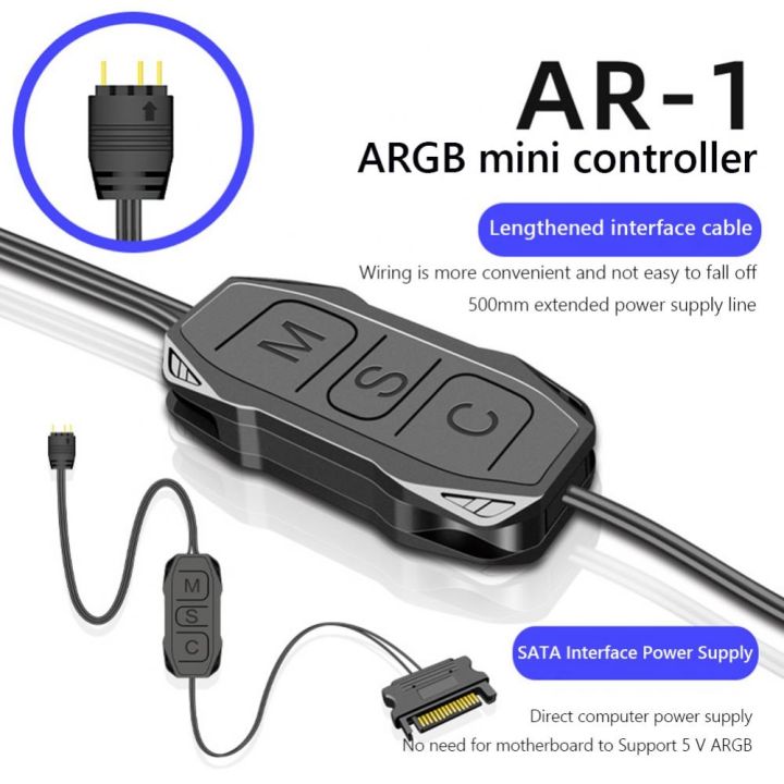 argb-controller-extension-cable-5v-3-pin-to-sata-power-mini-rgb-controller-for-chassis-fans-led-light-strips-lighting-panels