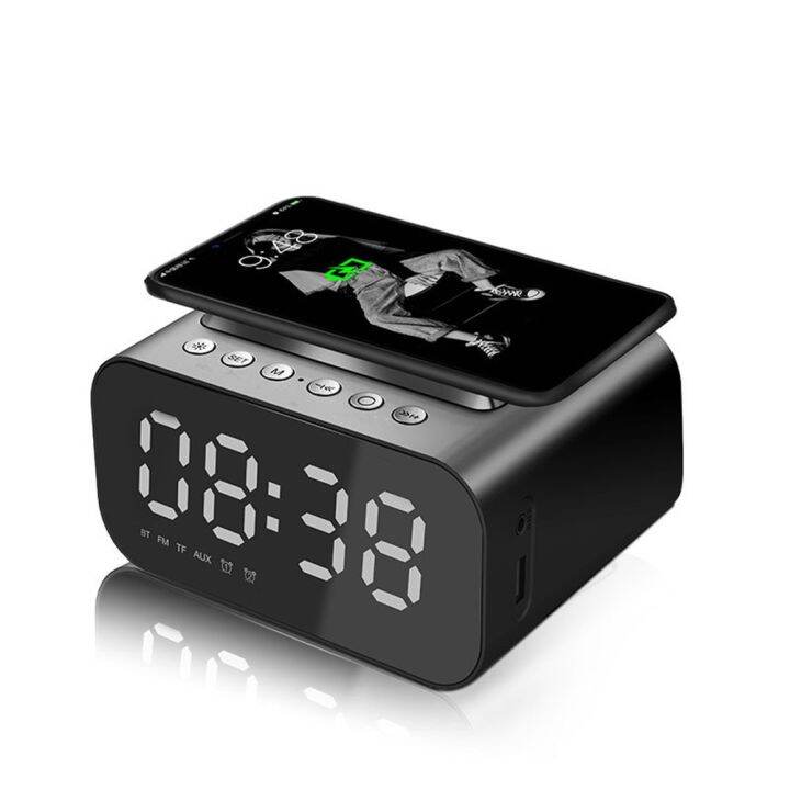 【hot】 Alarm Clock Digital Bluetooth Speaker FM Radio With Clock With