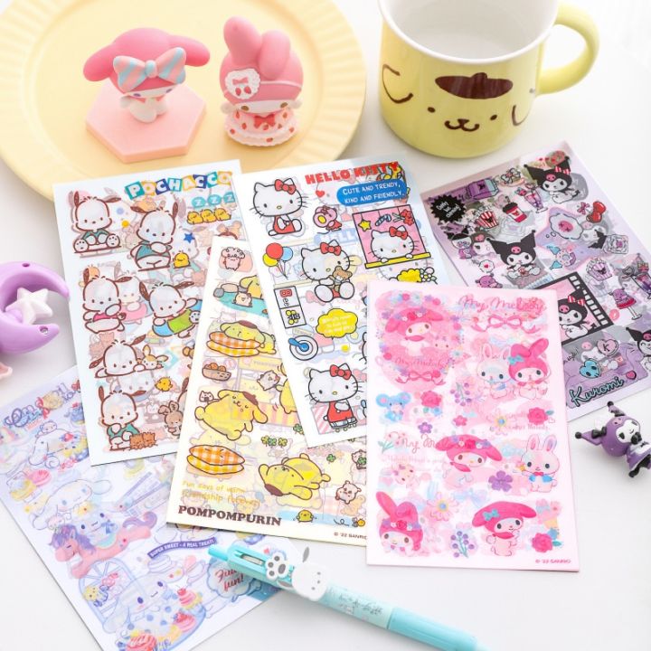 sanrio-สติกเกอร์สำหรับสัตว์เลี้ยง-kuromi-hello-kitty-สติ๊กเกอร์โปร่งแสงครอบครัวทำรายงานด้วยมือวัสดุสติกเกอร์ทำรายงานด้วยมือเครื่องเขียน-s