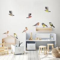 Birds Tit Finch Sparrow Watercolor Nursery Wall Stickers Removable DIY Peel and Stick Wall Decals Kids Room Interior Home Decor2023