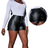 【CC】 Woman Leather Shorts Hot Pants Rise  Erotic Booty Lift Workout T Show Fashion