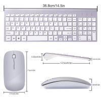 คอมโบคีย์บอร์ดและเมาส์ไร้สาย2.4G Ultra Slim Compact Full Size Quiet Switch Keyboard And Mice For Windows Laptop PC