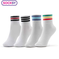 Socksy ถุงเท้า 12 คู่/คละสี รุ่น BKKK ลายคาด ถุงเท้าที่มีความยาวขึ้นมาอีกระดับ คลุมเหนือข้อเท้า ถุงเท้านักเรียน ถุงเท้ากีฬา ถุงเท้าคุณภาพ