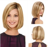 [Free ship] and foreign trade hot selling Ruili golden bob head womens short hair wig straight cross-border