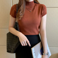 2022 New Casual Knitted Women Tops Women Clothing Blusas Summer Solid Slim Turtleneck Blouse Fashion Chic Korean Clothes 8622