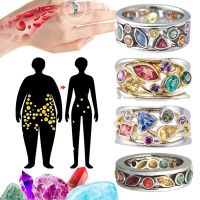 Magnetic Lymphatic Drainage Womens Ring for Weight Loss and Slimming Torina Crystal Quartz Stone Ionix Healing Ring Jewelry