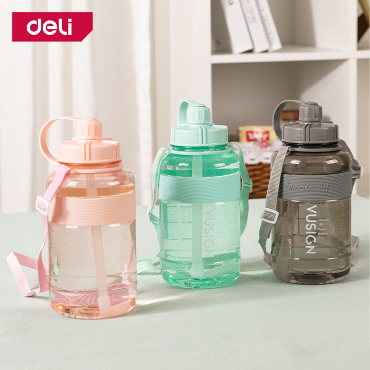 deli-กระบอกน้ำพลาสติกบอกเวลา-กระบอกน้ำพลาสติก-กระบอกน้ำ-กระติกน้ำพลาสติก-ขนาด-1-5-ลิตร-มีหลอดในตัว-มีมาตรบอกระดับน้ำ-water-bottle