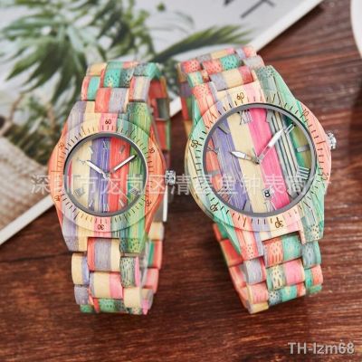 ⌚ นาฬิกา New wood table fashion color wood color bamboo men and women lovers watches personality bamboo watches