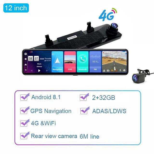 รถกล้องหน้ารถกระจกบันทึกวิดีโอ4g-wifi-แผงหน้าปัดรถยนต์กล้องติดรถยนต์-gps-กล่องดำ-dvr-ที่จอดรถ24h-กล้องติดรถยนต์4-32gb